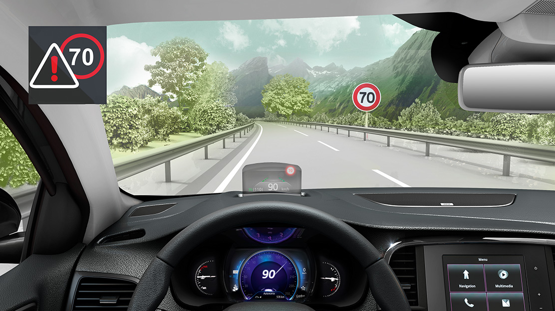 Alerta de excesso de velocidade c/reconhecimento de sinais de trânsito-implica Alerta transpos.faixa